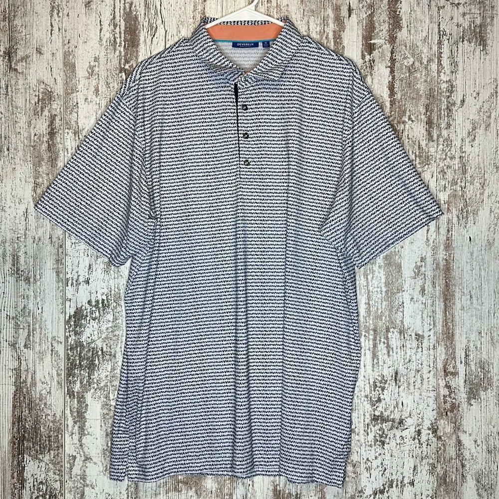 Devereux Golf Polo Shirt Mens XL Gray Striped Short Sleeve